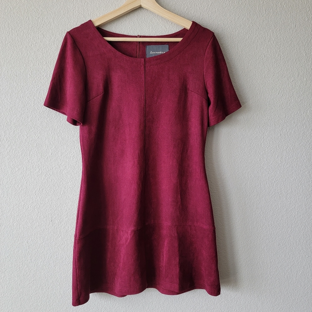 LOVEMARKS | SUEDE MINI DRESS | COLOR BURGUNDY | SIZE M|